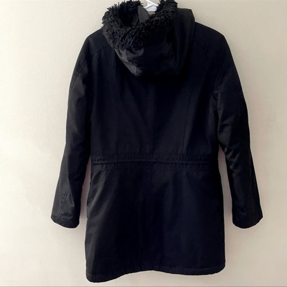 Marc New York black long faux fur jacket hood womens size XS - Picture 7 of 13